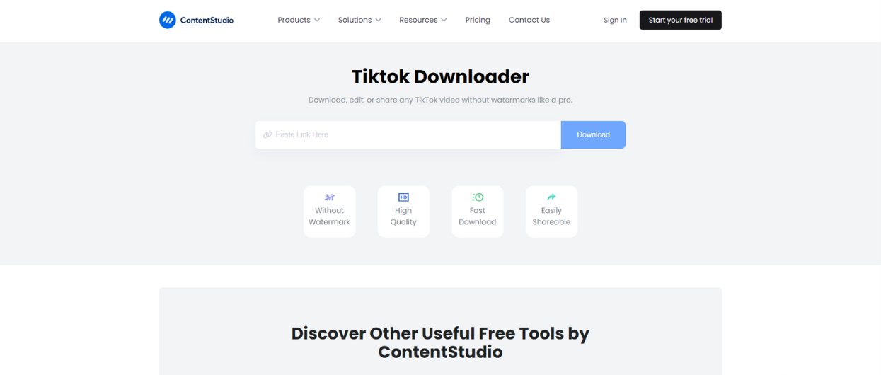 ContentStudio tiktok downloader