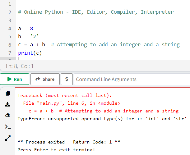 Figure 3: Semantic error example in Python