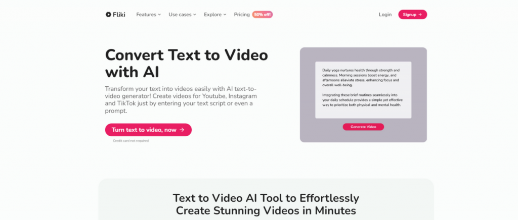 Fliki text to video generator using ai