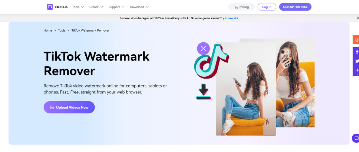 Media.io best tiktok watermark remover