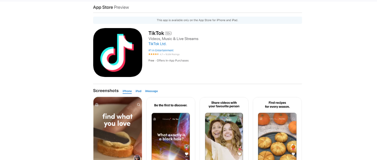TikTok App For iPhone